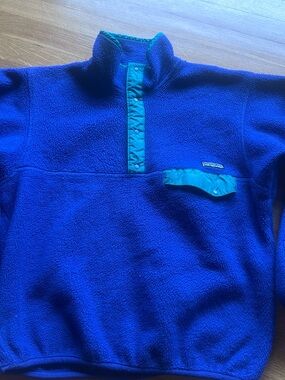 Vintage 1989 Patagonia snap T Blue  Synchilla fleece in size small